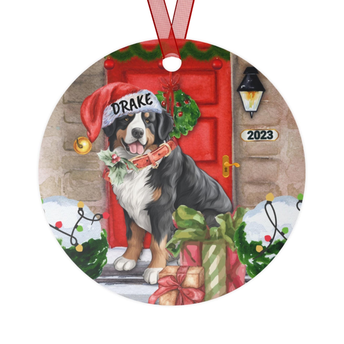 Personalized Bernese Mountain Dog Christmas Ornament - Bernese Mountain Dog Mom Gift, Metal Ornament, Custom Bernese Mountain Gift