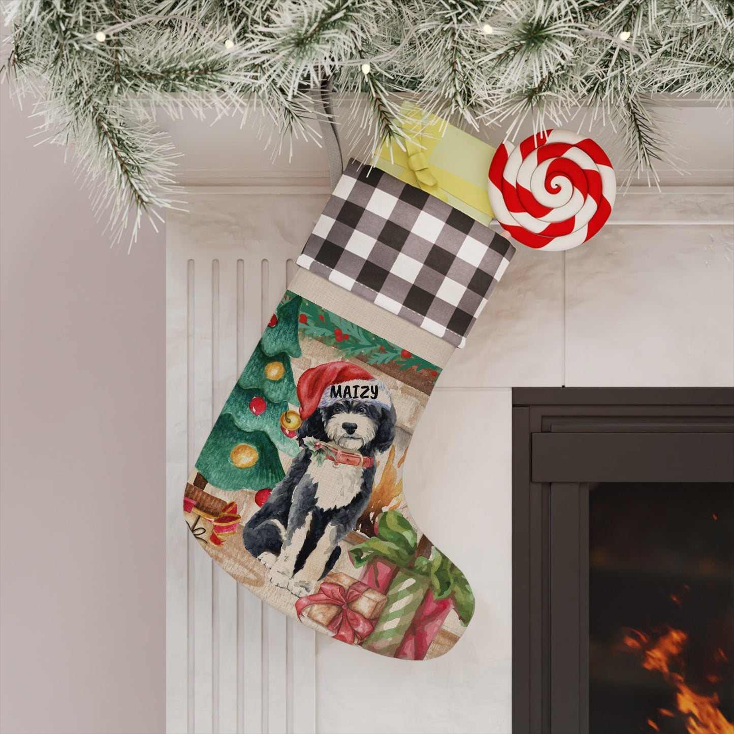 Personalized Custom Bernedoodle - Doodle Dog Christmas Stocking, Doodle Mom or Dad Gift, Doodle Christmas Decor, Bernedoodle Gift