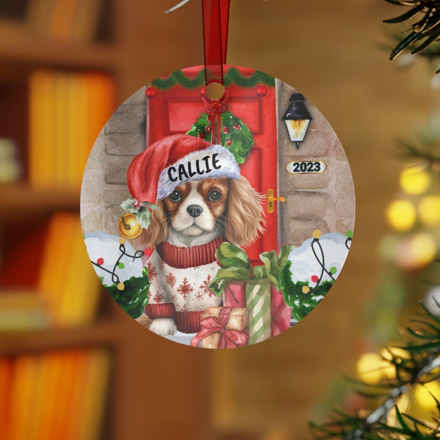 Personalized Cavalier King Charles Spaniel Dog Christmas Ornament - Custom Cavalier King Charles  Mom Gift, Keepsake Metal Ornamen