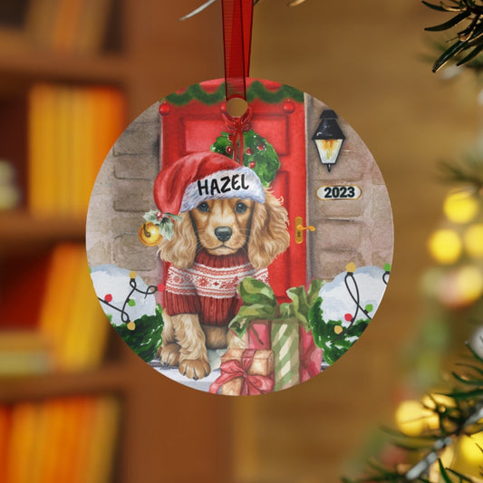 Personalized Cocker Spaniel Ornament - Custom Cocker Spaniel  Mom Gift, Cocker Spaniel Keepsake Metal Ornament