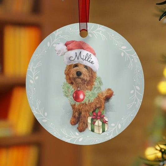 Red / Apricot Goldendoodle Christmas Ornament - Perfect Doodle Mom & Dad Gift, Durable Lightweight Metal, Treasured Keepsake of Yo