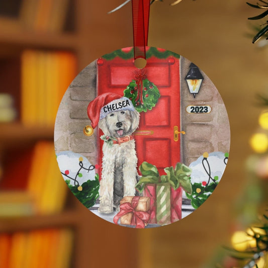 Labradoodle Christmas Ornament Personalized - Custom Doodle Dog Christmas Metal Ornament, Doodle Dog Mom Dad Gift Idea, Double Sid