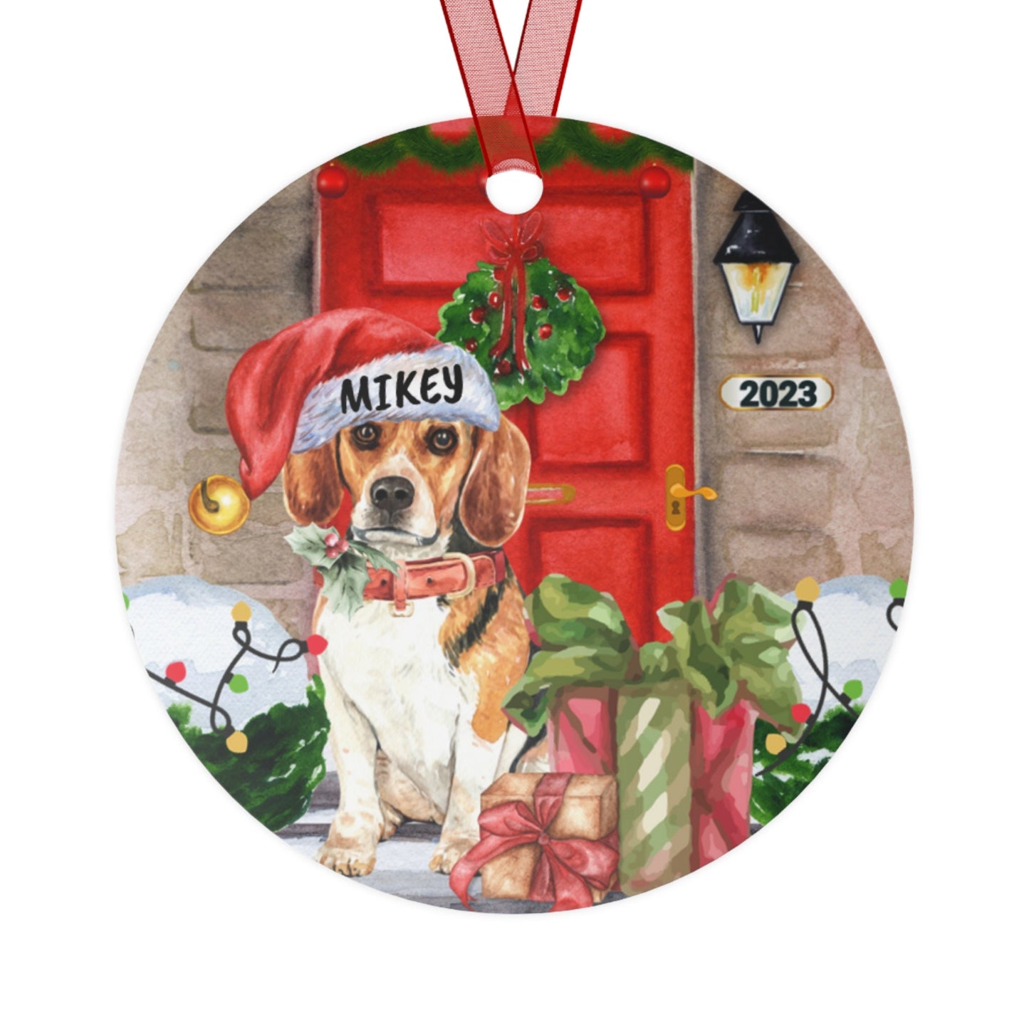 Personalized Custom Beage Christmas Ornament - Beagle Mom Dad Gift Idea, Durable Metal and Double Sided Print