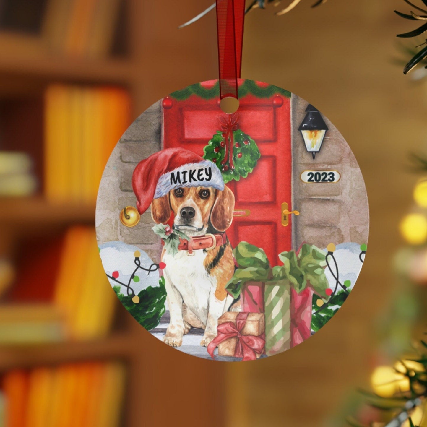 Personalized Custom Beage Christmas Ornament - Beagle Mom Dad Gift Idea, Durable Metal and Double Sided Print