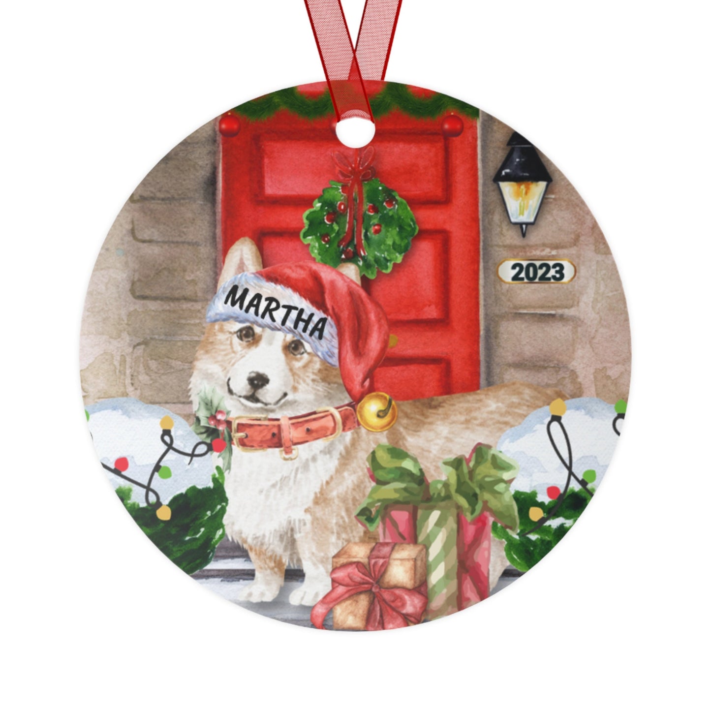 Personalized Custom Corgi Ornament - Corgi Dog Christmas Metal Ornament, Corgi Mom Dad Gift Idea, Durable and Double Sided Print