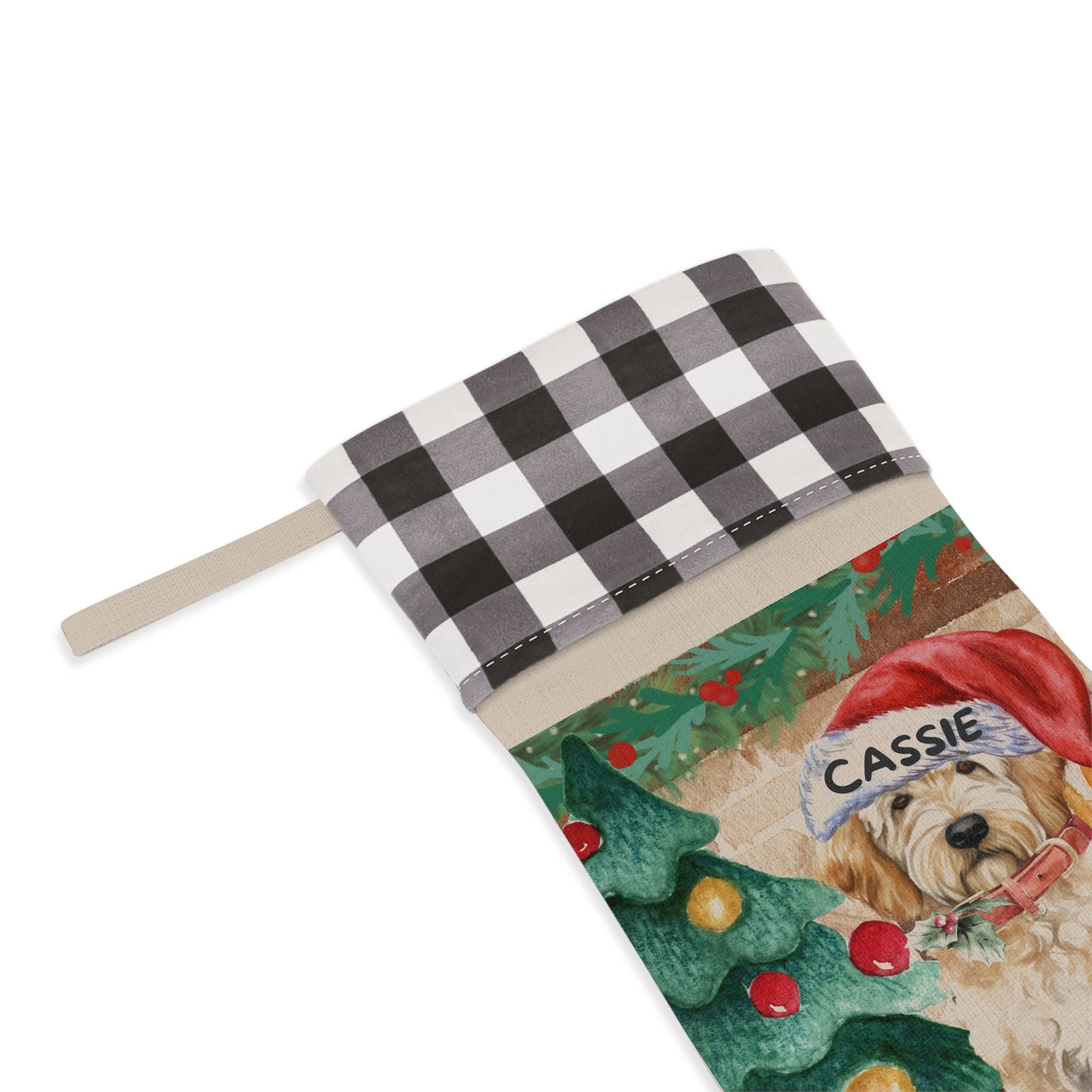 Personalized Goldendoodle - Labradoodle, Doodle Dog Christmas Stocking, Custom Doodle Burlap/Linen Stocking, Doodle Mom Gift