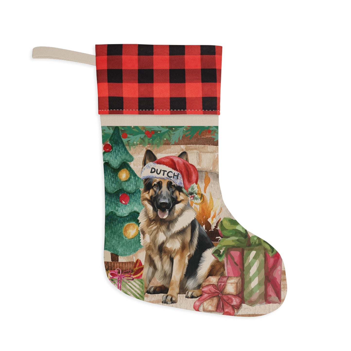 German Shepherd Dog Christmas Stocking - German Shepherd Mom or Dad Gift, Dog Christmas Decor, German Shepherd Lover Burlap/Linen