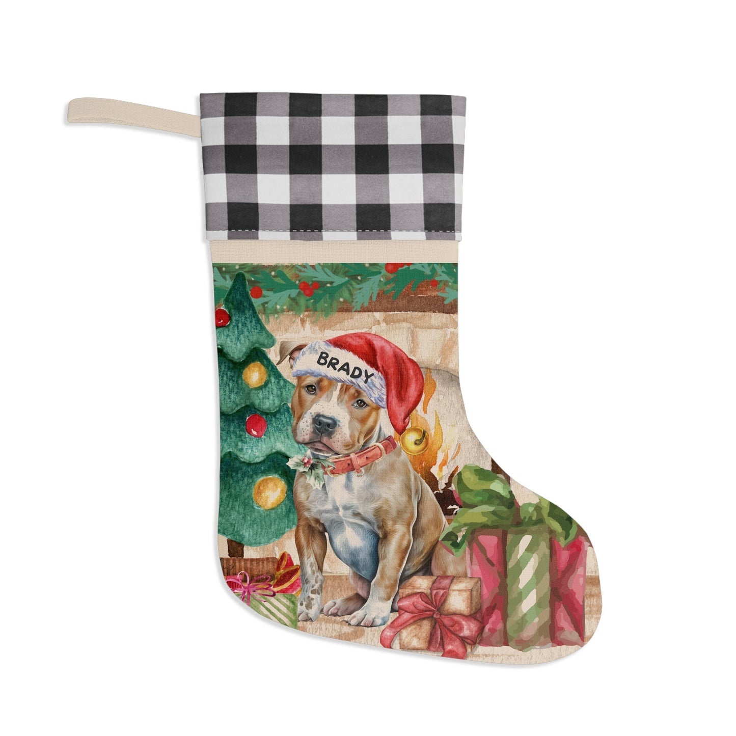 Personalized Pitbull Dog Christmas Stocking - Pitbull Mom or Dad Gift, Pitbull, Pittie Lover Burlap/Linen Stocking Christmas Decor