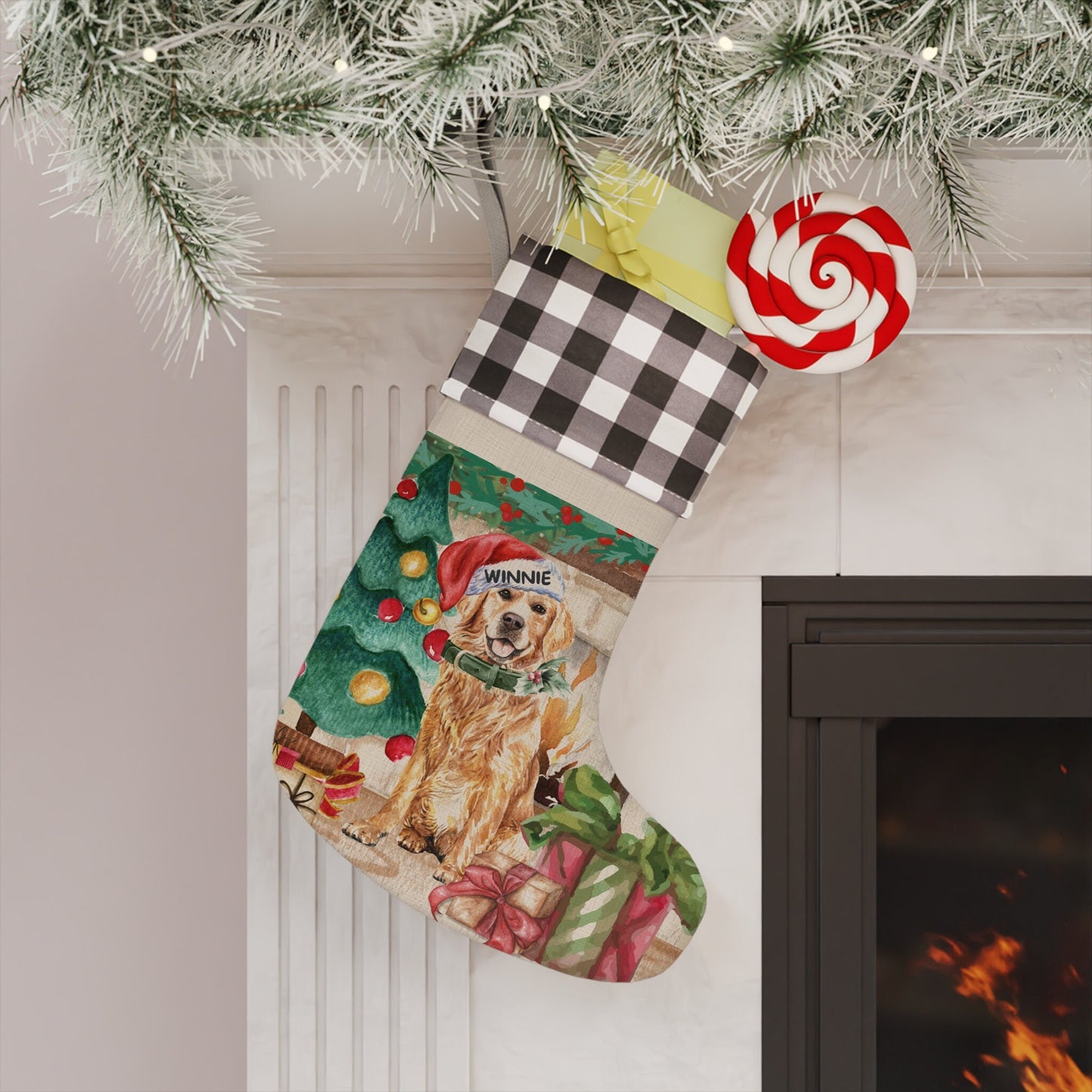 Personalized Golden Retriever  Christmas Stocking - Custom Golden Retriever Dog Mom or Dad Gift, Retriever Holiday Christmas Decor