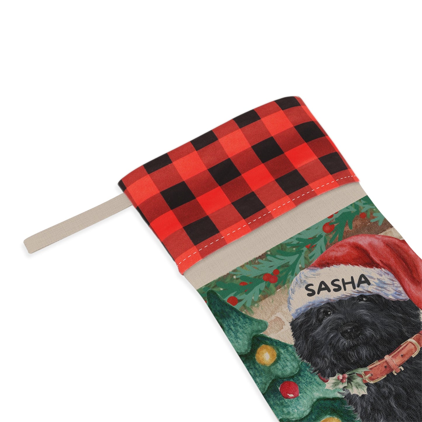 Personalized Black Goldendoodle - Labradoodle, Doodle Dog Christmas Stocking, Doodle Mom or Dad Gift, Burlap/Linen Stocking