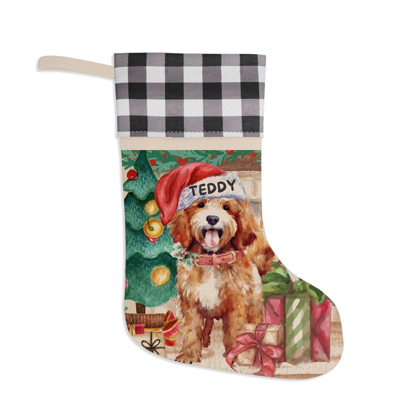 Personalized Cockapoo - Cavapoo, Cavoodle Christmas Stocking, Doodle Mom Gift, Apricot/Red Cockapoo, Cavapoo, Goldendoodle