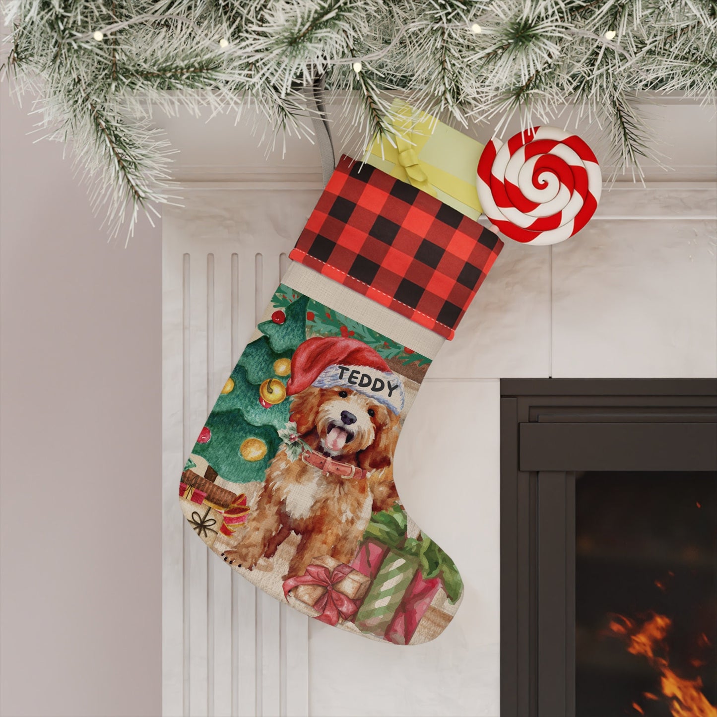 Personalized Cockapoo - Cavapoo, Cavoodle Christmas Stocking, Doodle Mom Gift, Apricot/Red Cockapoo, Cavapoo, Goldendoodle