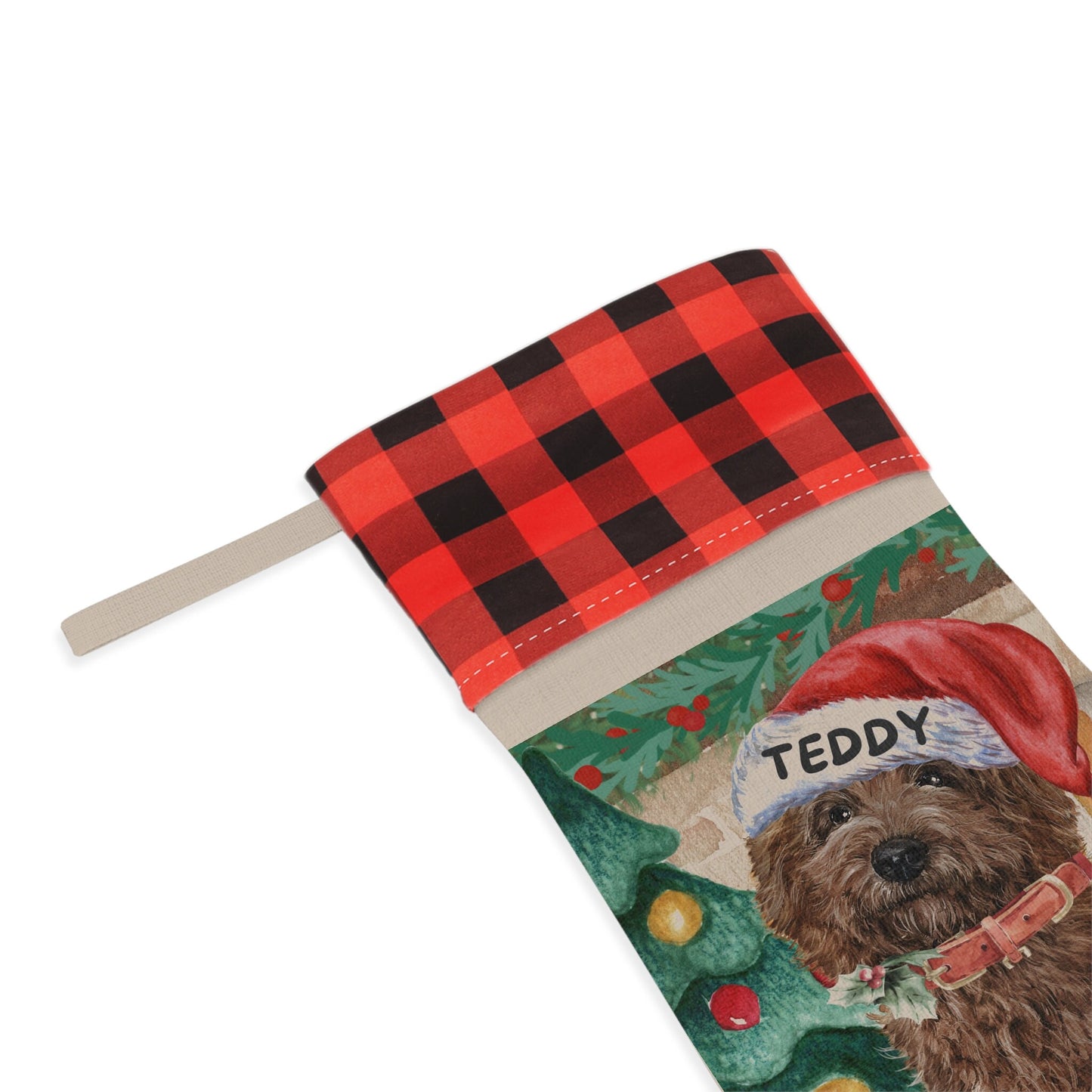 Personalized Custom Doodle Dog Stocking - Chocolate Brown Doodle Christmas Stocking, Doodle Mom or Dad Gift, Labradoodle, Goldendo