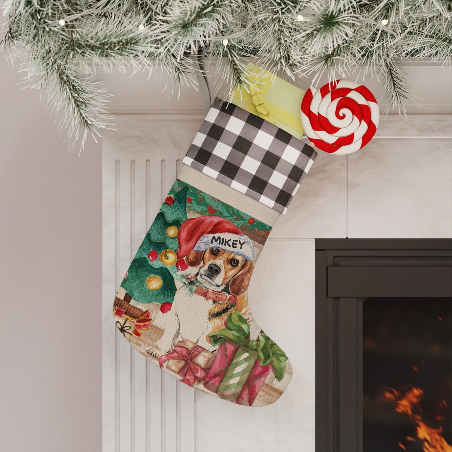 Personalized Beagle Christmas Stocking - Custom Beagle Dog Mom or Dad Gift, Beagle Keepsake Gift and Christmas Decor