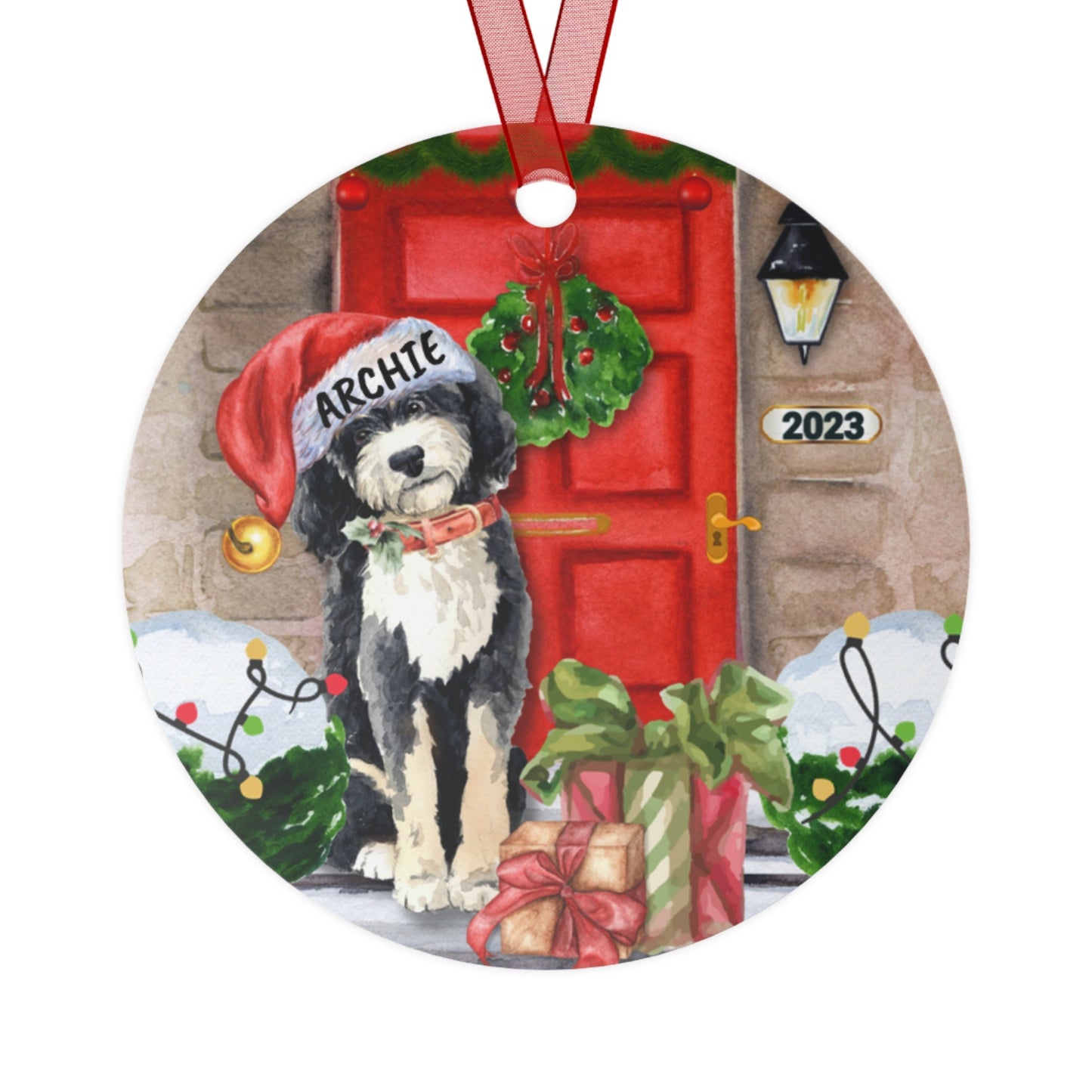 Personalized Custom Bernedoodle Christmas Metal Ornament - Bernedoodle Mom Dad Gift Idea, Double Sided Print, Doodle Dog Ornament