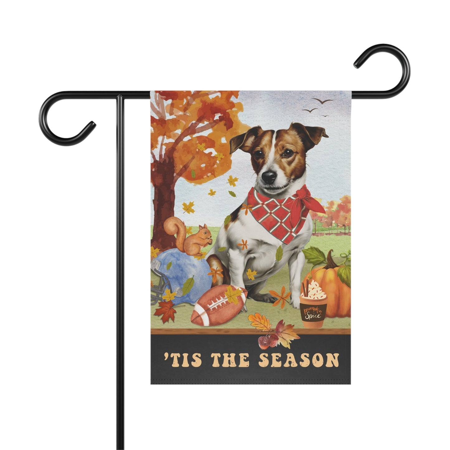 Jack Russell Terrier Fall Garden Flag - Football, Pumpkin Spice, Jack Russell Dog Flag, Jack Russell Mom Gift