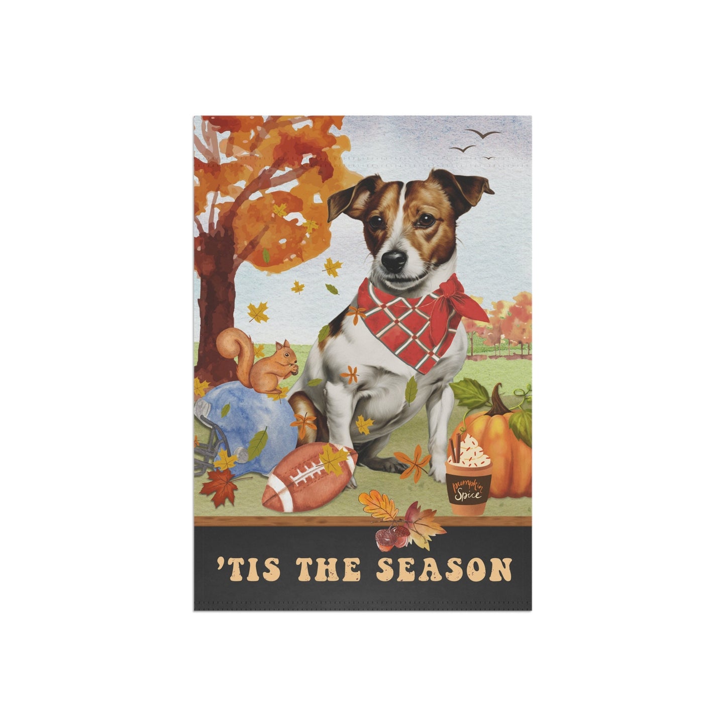 Jack Russell Terrier Fall Garden Flag - Football, Pumpkin Spice, Jack Russell Dog Flag, Jack Russell Mom Gift