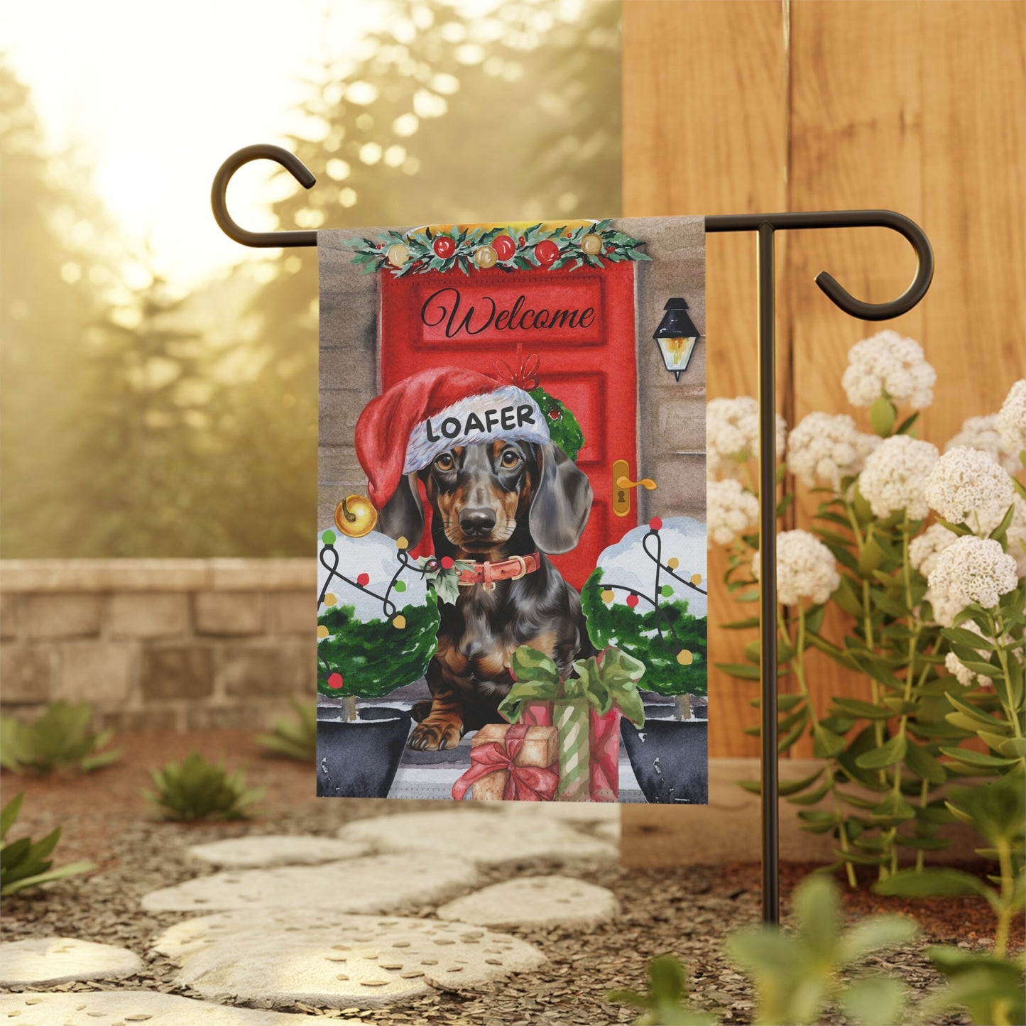 Personalized Dachshund Christmas Flag ,Custom Brown Tan Dachshund Mom Gift - Home Garden Dog Decor Flag, Pole Not Included