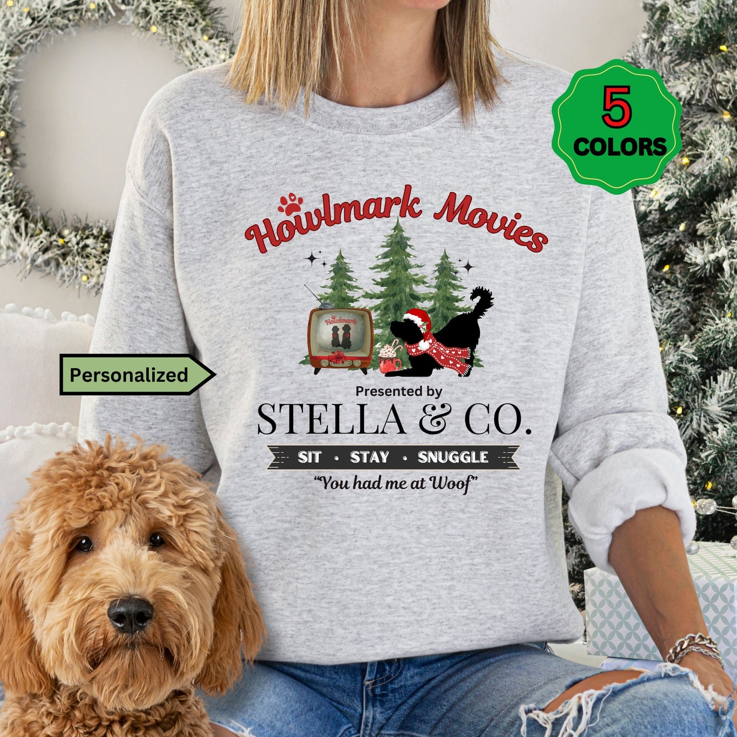 Personalized Doodle Dog Christmas Sweatshirt - Goldendoodle, Bernedoodle Labradoodle, Aussiedoodle, Etc. Funny Doodle Dog Mom Gift