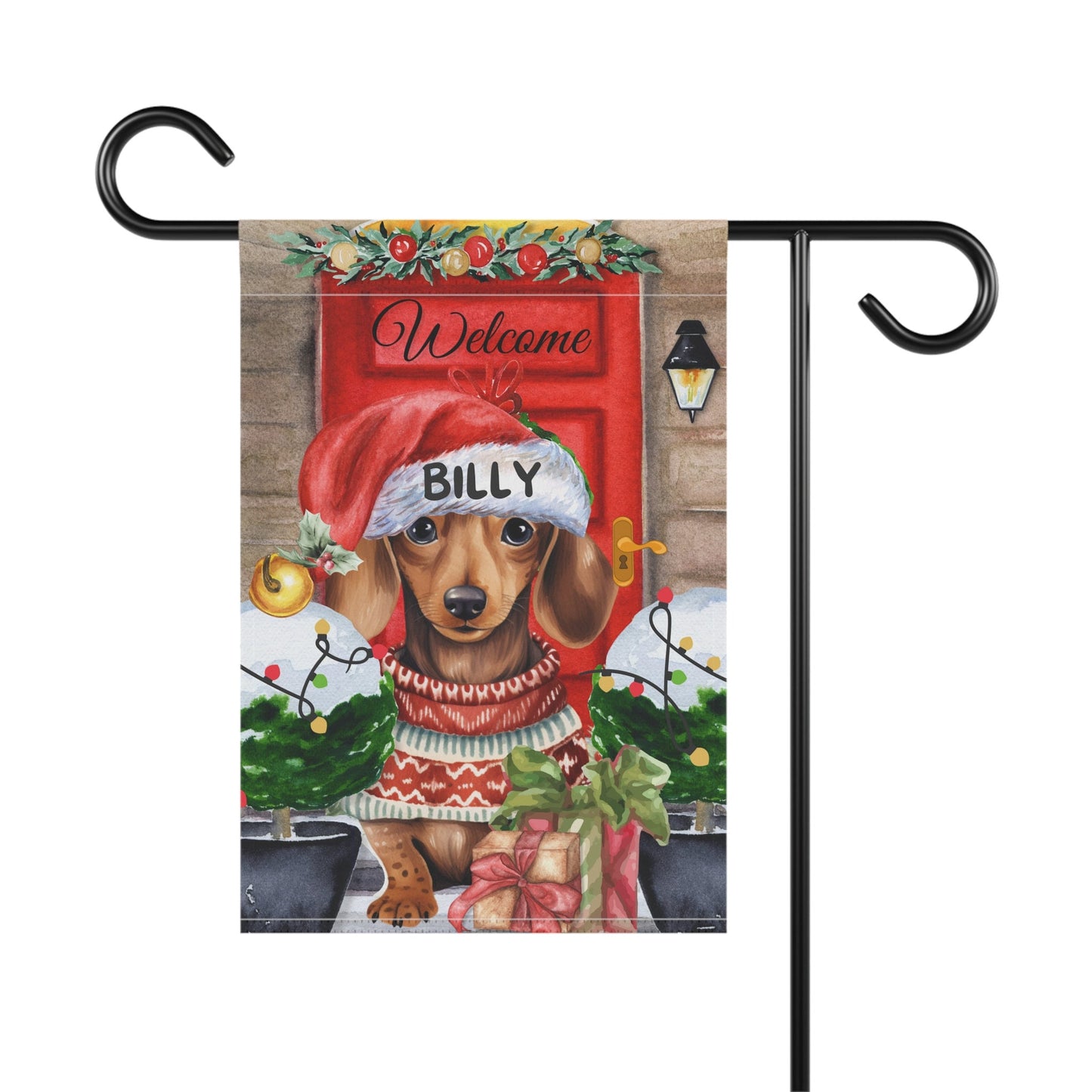 Personalized Dachshund Christmas Flag ,Custom Dachshund Mom Gift - Home Garden Dog Decor Flag, Pole Not Included