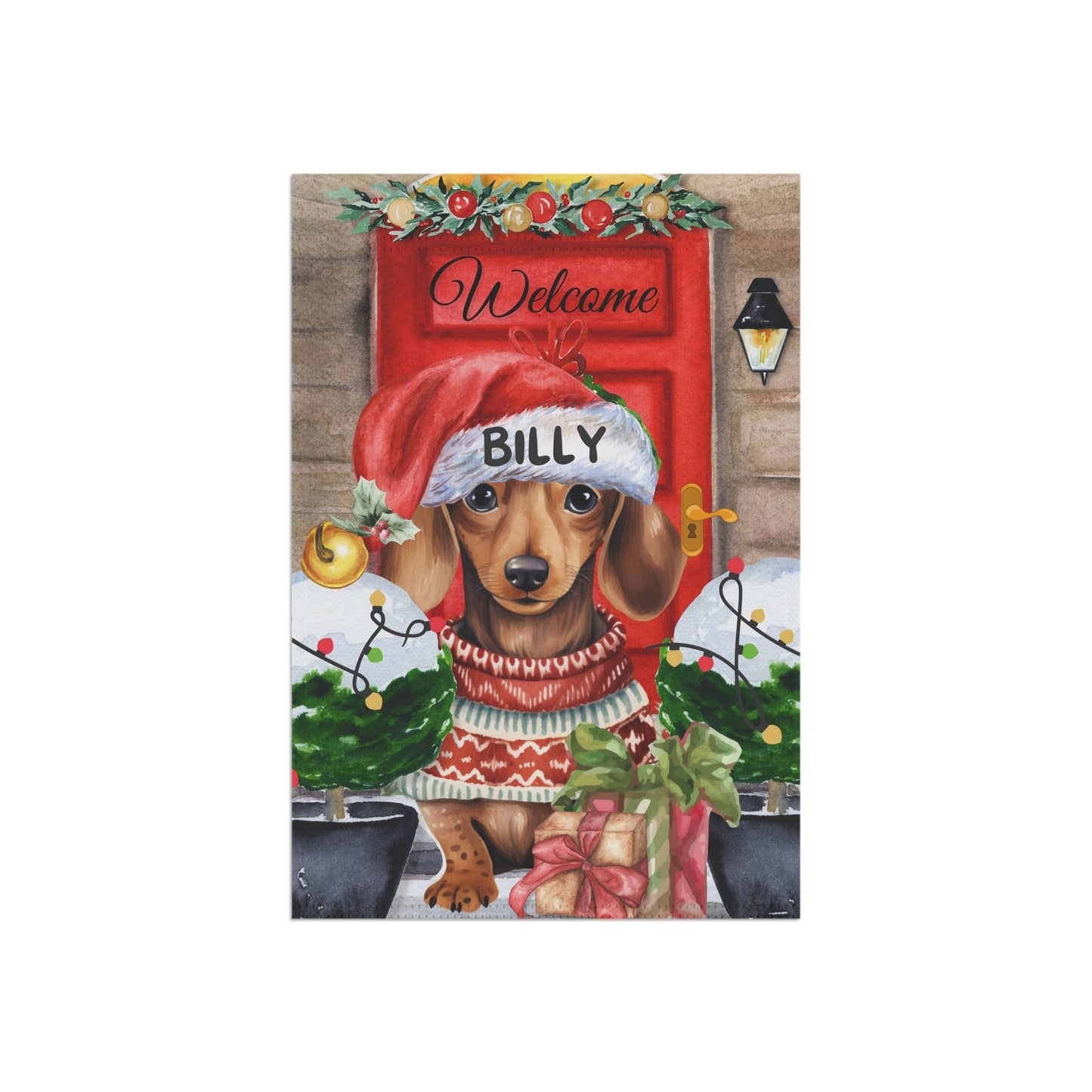 Personalized Dachshund Christmas Flag ,Custom Dachshund Mom Gift - Home Garden Dog Decor Flag, Pole Not Included