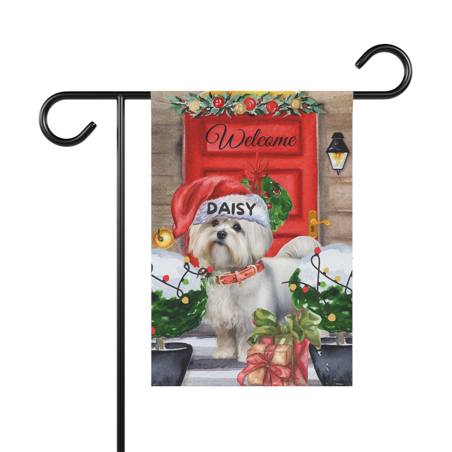 Personalized Maltese Christmas Flag ,Custom Maltese Dog Mom Gift - Home Garden Dog Decor Flag, Pole Not Included