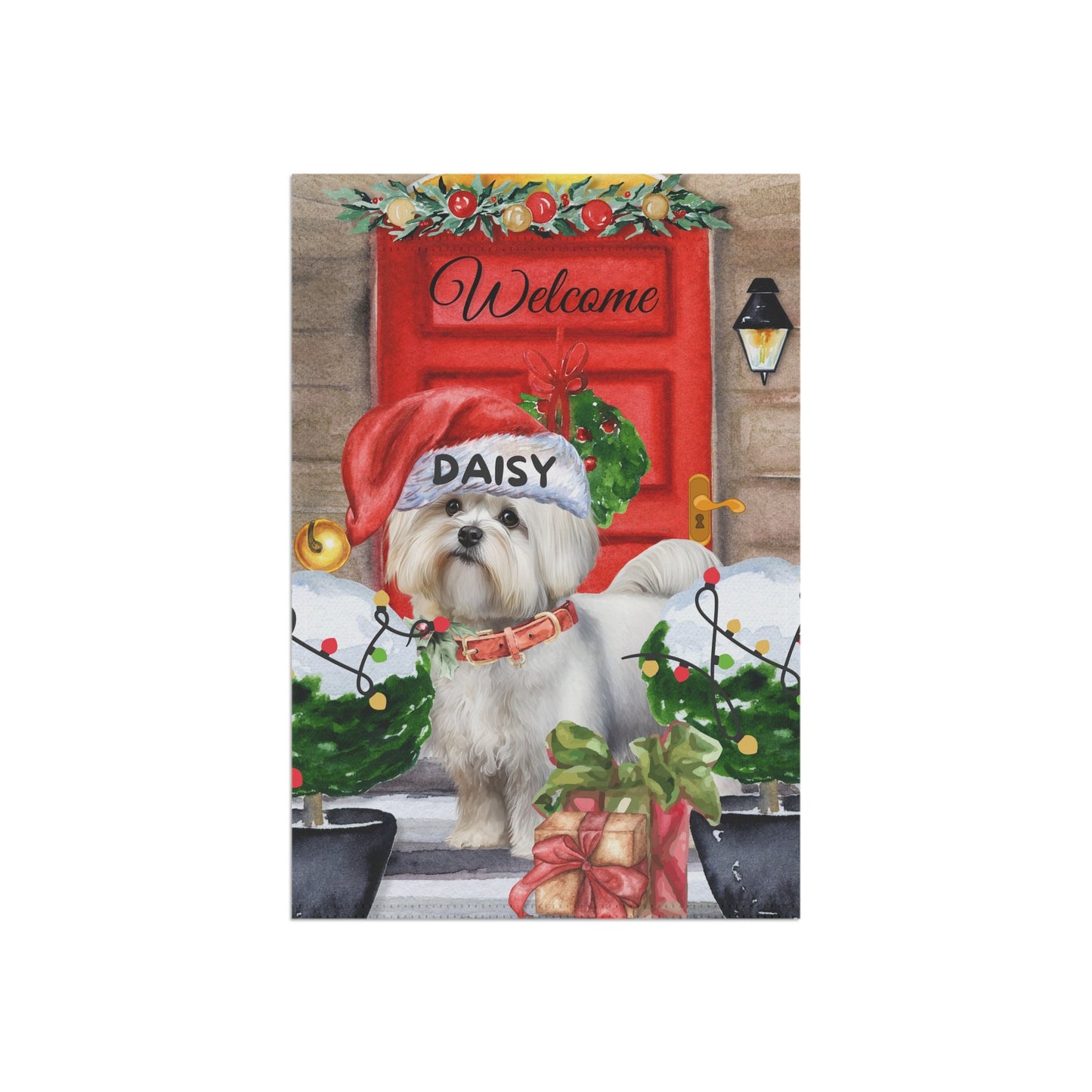 Personalized Maltese Christmas Flag ,Custom Maltese Dog Mom Gift - Home Garden Dog Decor Flag, Pole Not Included