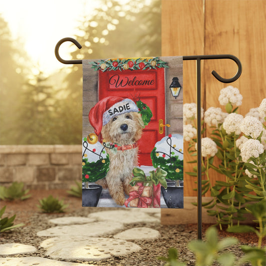 Personalized Doodle Dog Christmas Flag - Goldendoodle, Labradoodle, Cockapoo, Cavapoo, Doodle Mom Dad Gift, Double-sided, Stand No