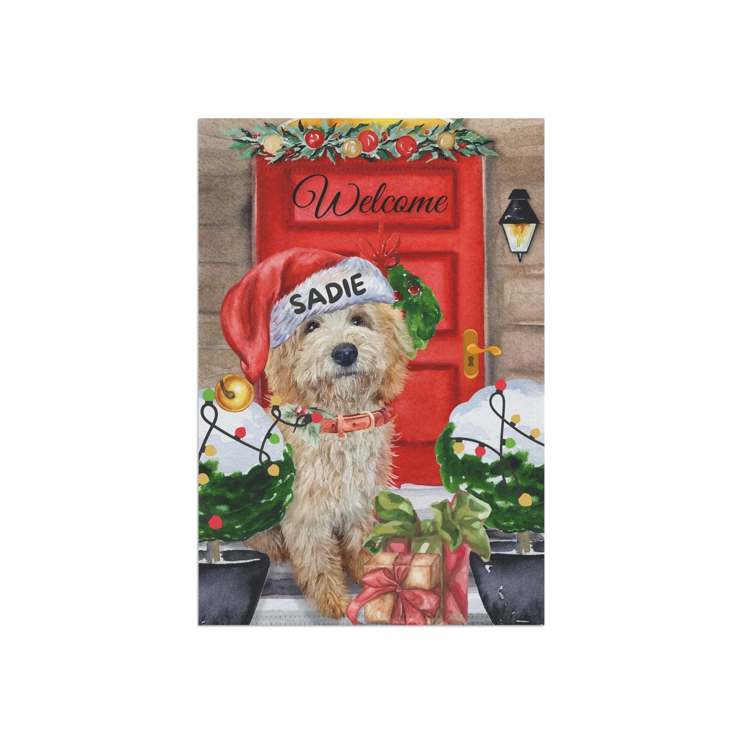 Personalized Doodle Dog Christmas Flag - Goldendoodle, Labradoodle, Cockapoo, Cavapoo, Doodle Mom Dad Gift, Double-sided, Stand No