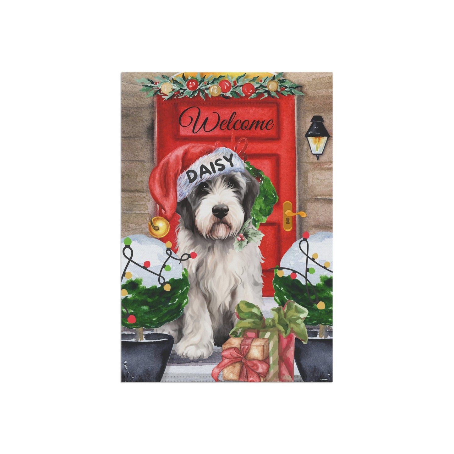 Personalized Sheepadoodle - Doodle, Old English Sheepdog Christmas Flag, Doodle Dog, Sheepdog Mom Gift, Home Garden Flag, Pole Not