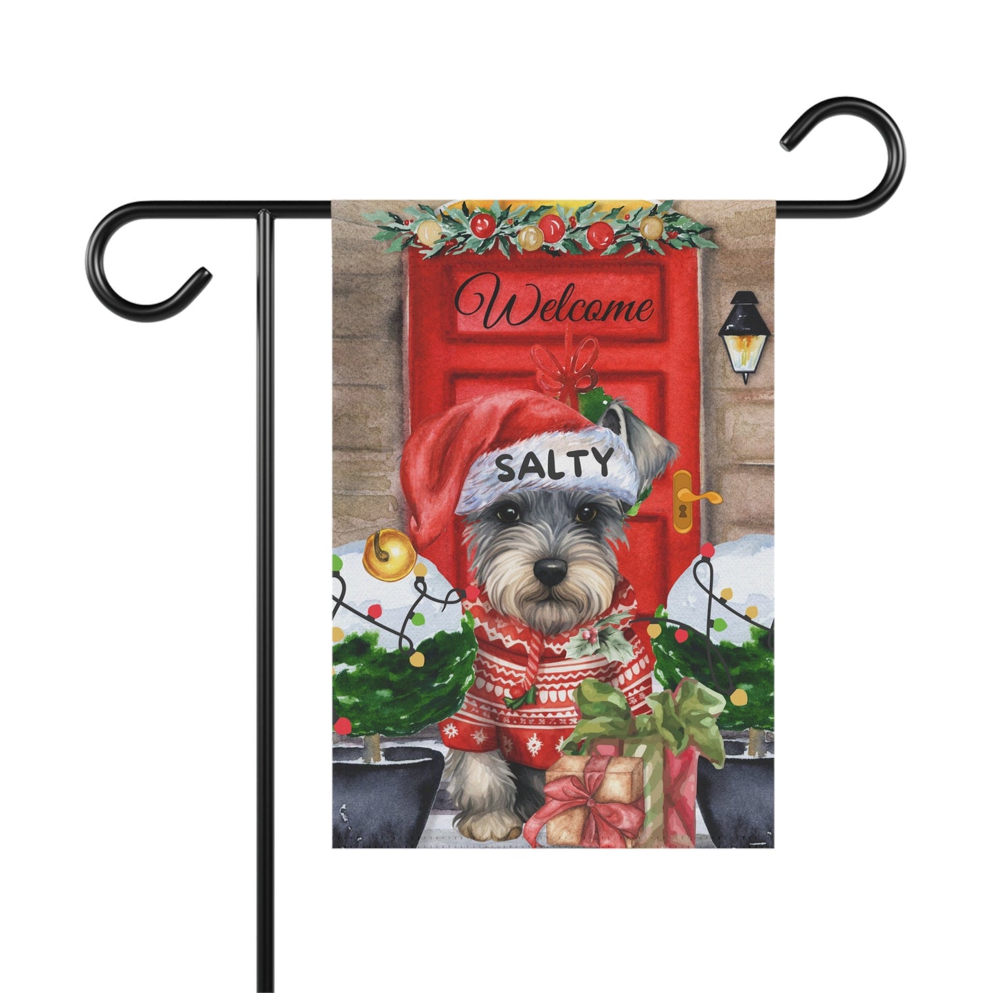 Personalized Miniature Schnauzer Christmas Flag ,Custom Schnauzer Mom Gift - Home Garden Dog Decor Flag, Pole Not Included