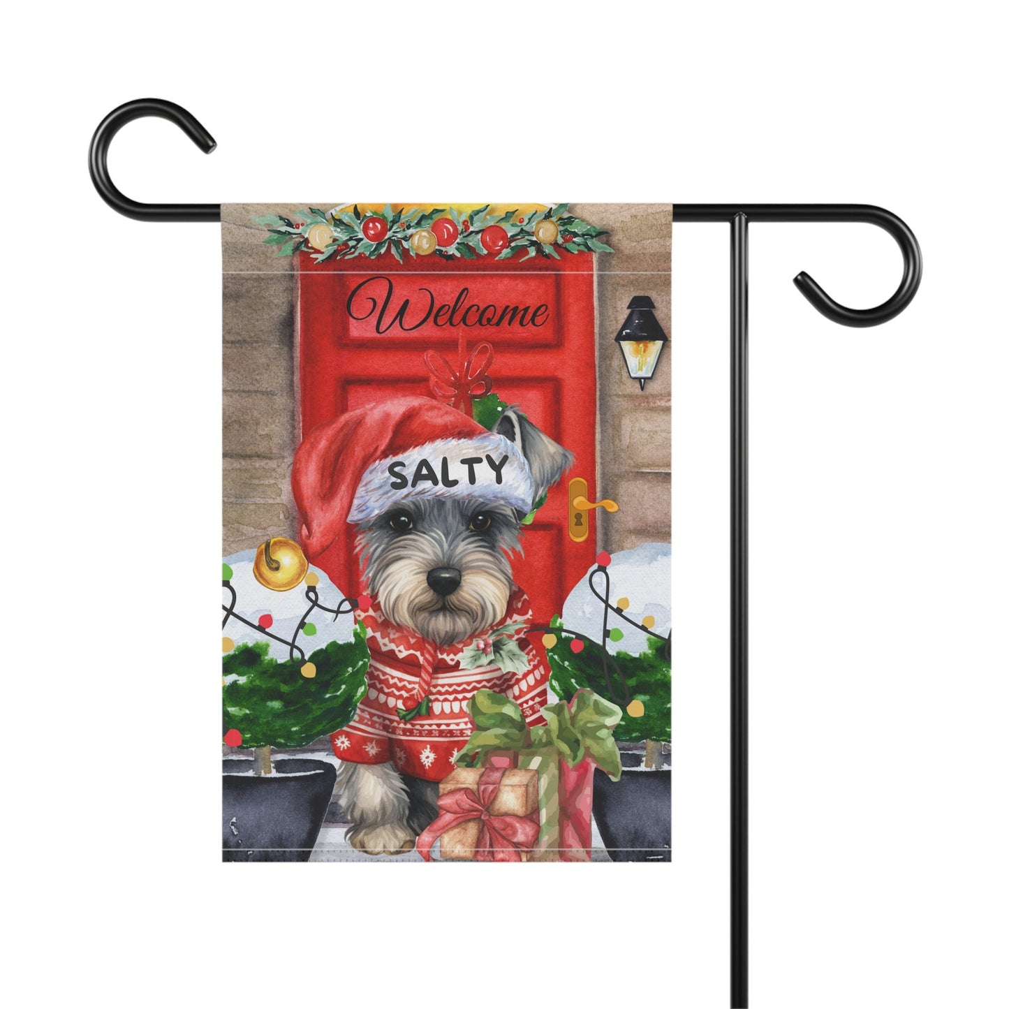 Personalized Miniature Schnauzer Christmas Flag ,Custom Schnauzer Mom Gift - Home Garden Dog Decor Flag, Pole Not Included