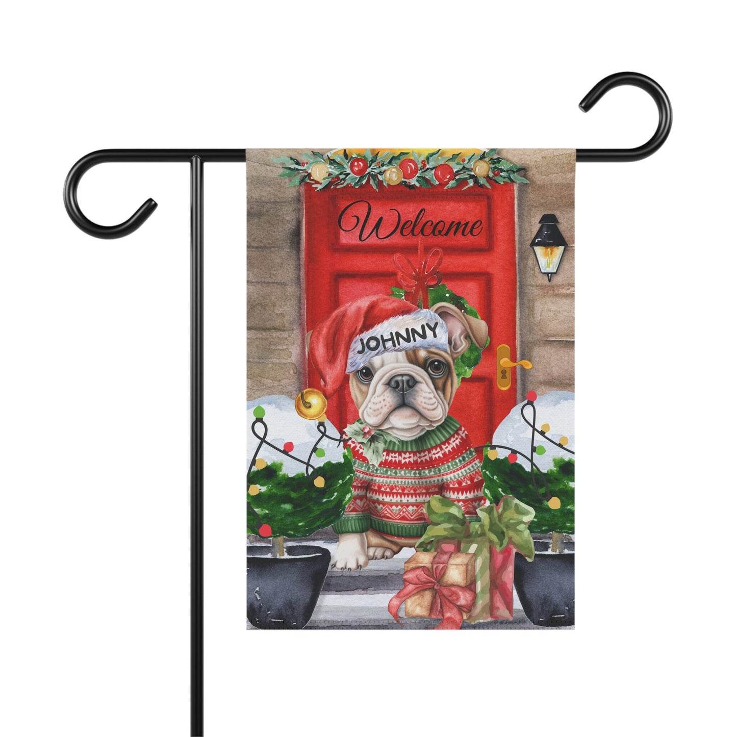 Personalized Bulldog Christmas Flag ,Custom BullDog Mom Gift - Home Garden Dog Decor Flag, Bulldog Lover Gift, Pole Not Included