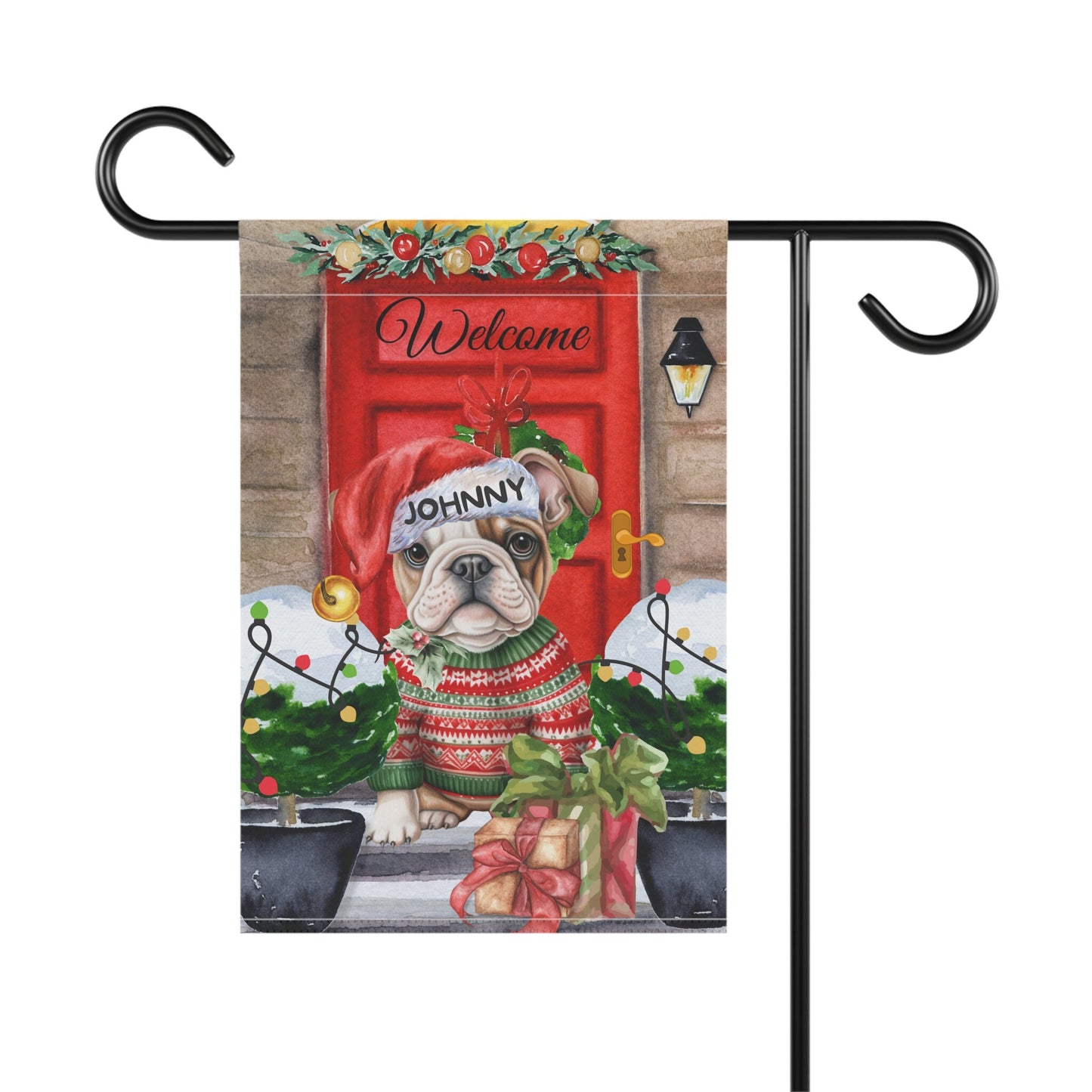 Personalized Bulldog Christmas Flag ,Custom BullDog Mom Gift - Home Garden Dog Decor Flag, Bulldog Lover Gift, Pole Not Included