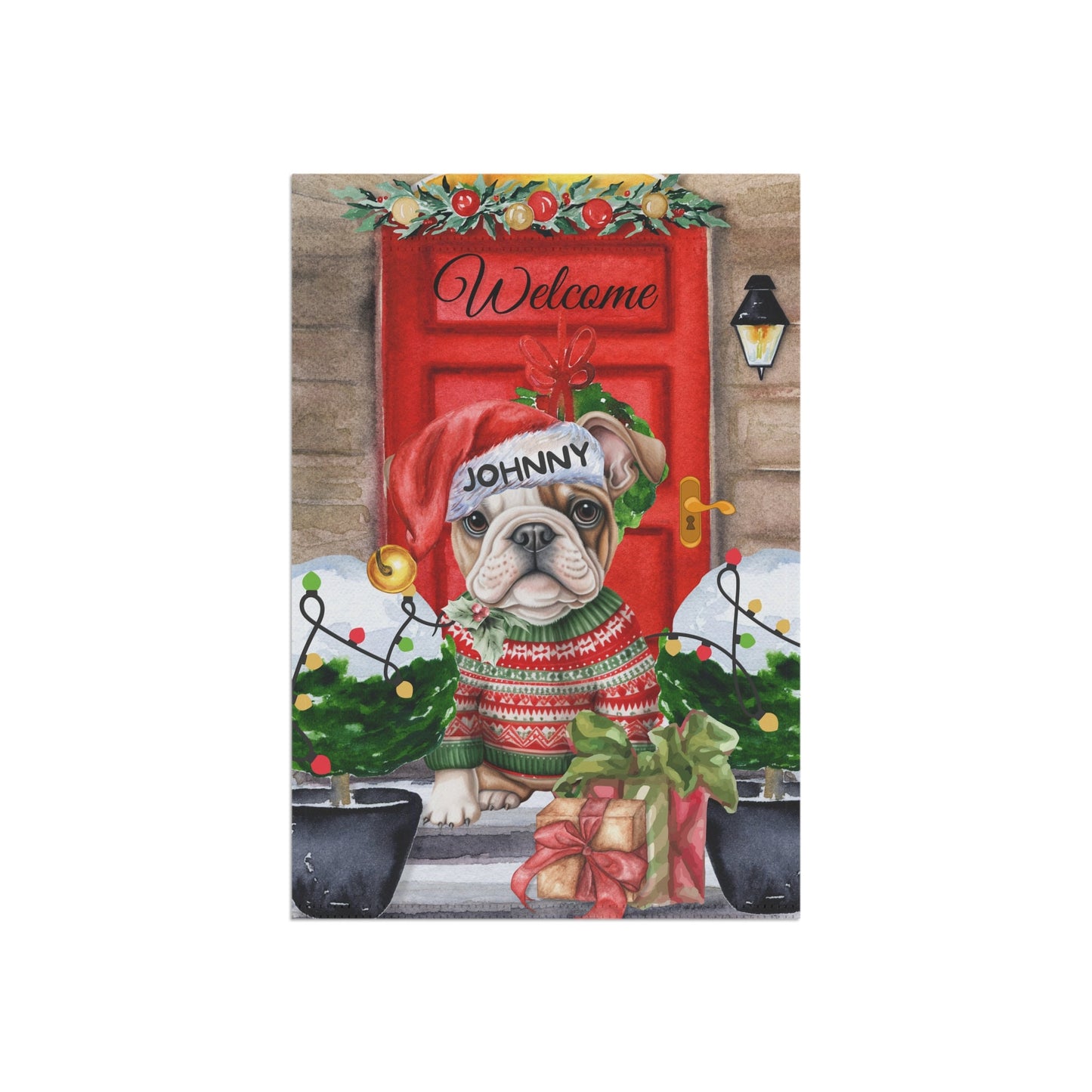 Personalized Bulldog Christmas Flag ,Custom BullDog Mom Gift - Home Garden Dog Decor Flag, Bulldog Lover Gift, Pole Not Included