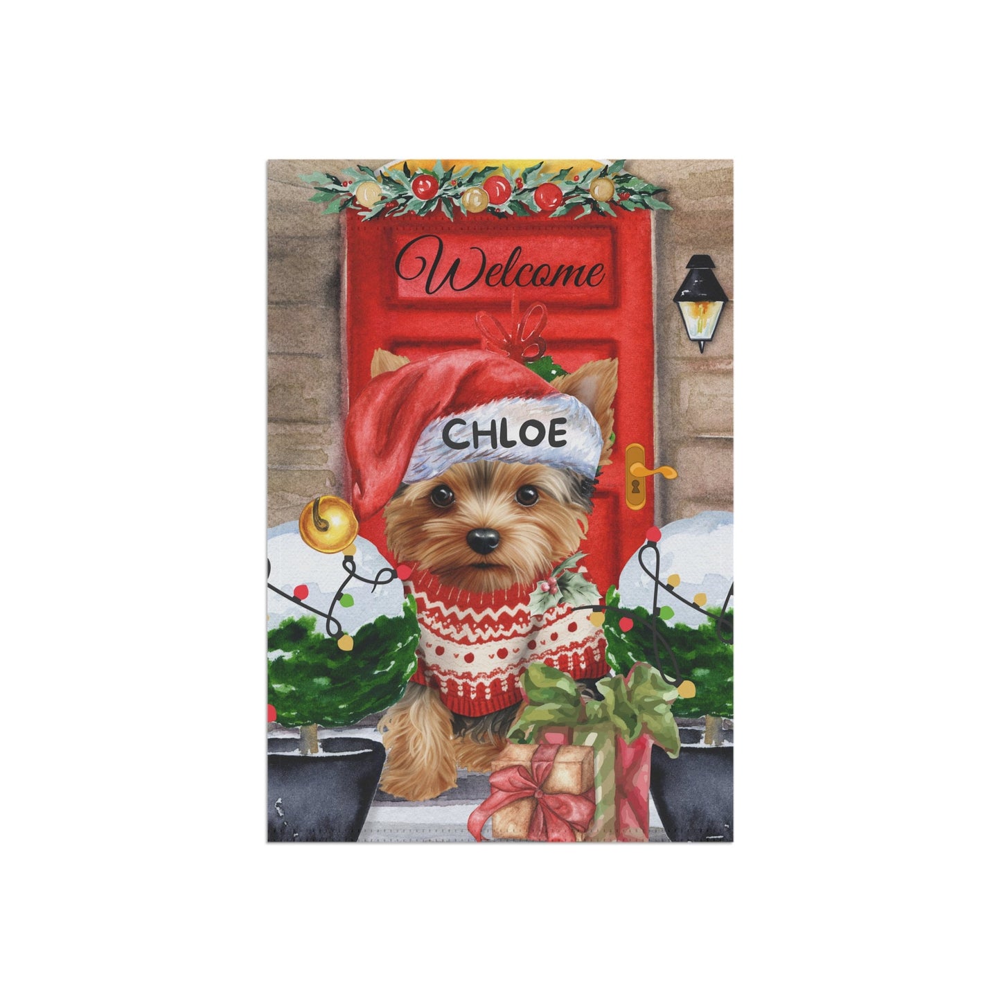 Personalized Yorkie Christmas Flag ,Custom Yorkshire Terrier Mom Gift - Home Garden Dog Decor Flag, Yorkie Lover Gift, Pole Not In