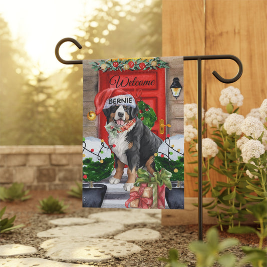 Personalized Bernese Mountain Dog Christmas Flag - Custom Bernese Mountain Dog Mom Gift, Home Garden Decor Flag, Pole Not Included