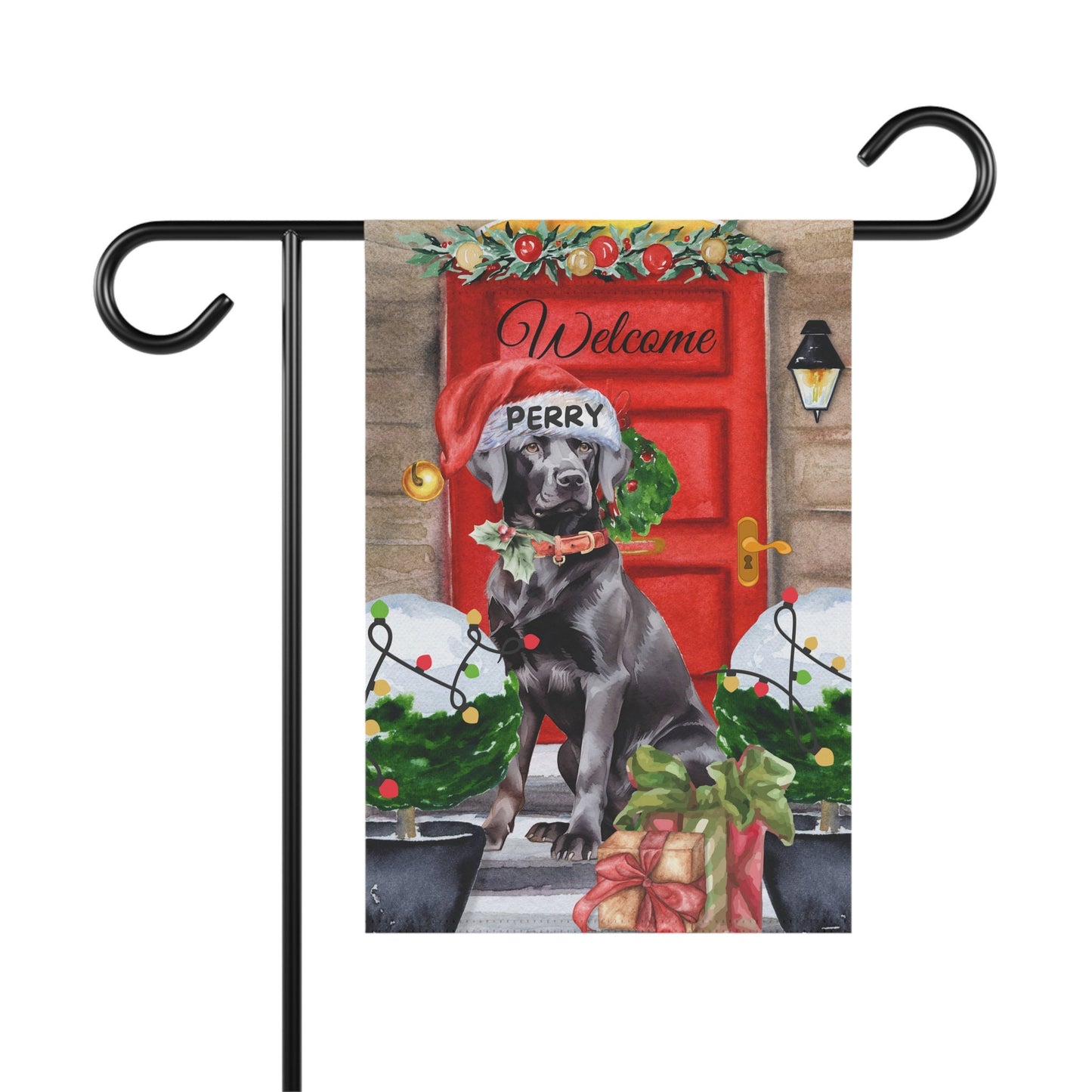 Personalized Black Labrador Retriever Dog Christmas Flag - Custom Black Lab Mom Dad Holiday Gift, Double-sided Flag, Stand Not Inc