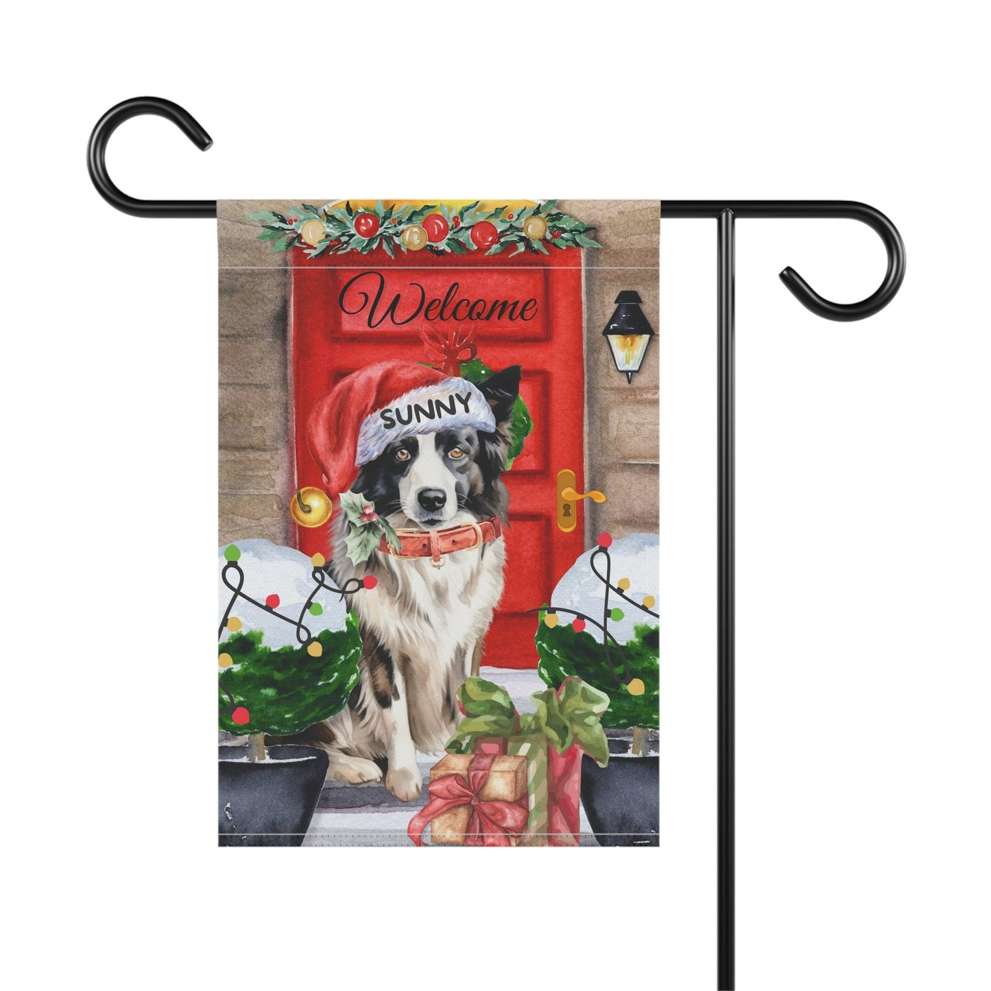 Personalized Border Collie Dog Christmas Flag - Custom Border Collie  Mom Dad Holiday Gift, Double-sided Flag, Stand Not Included