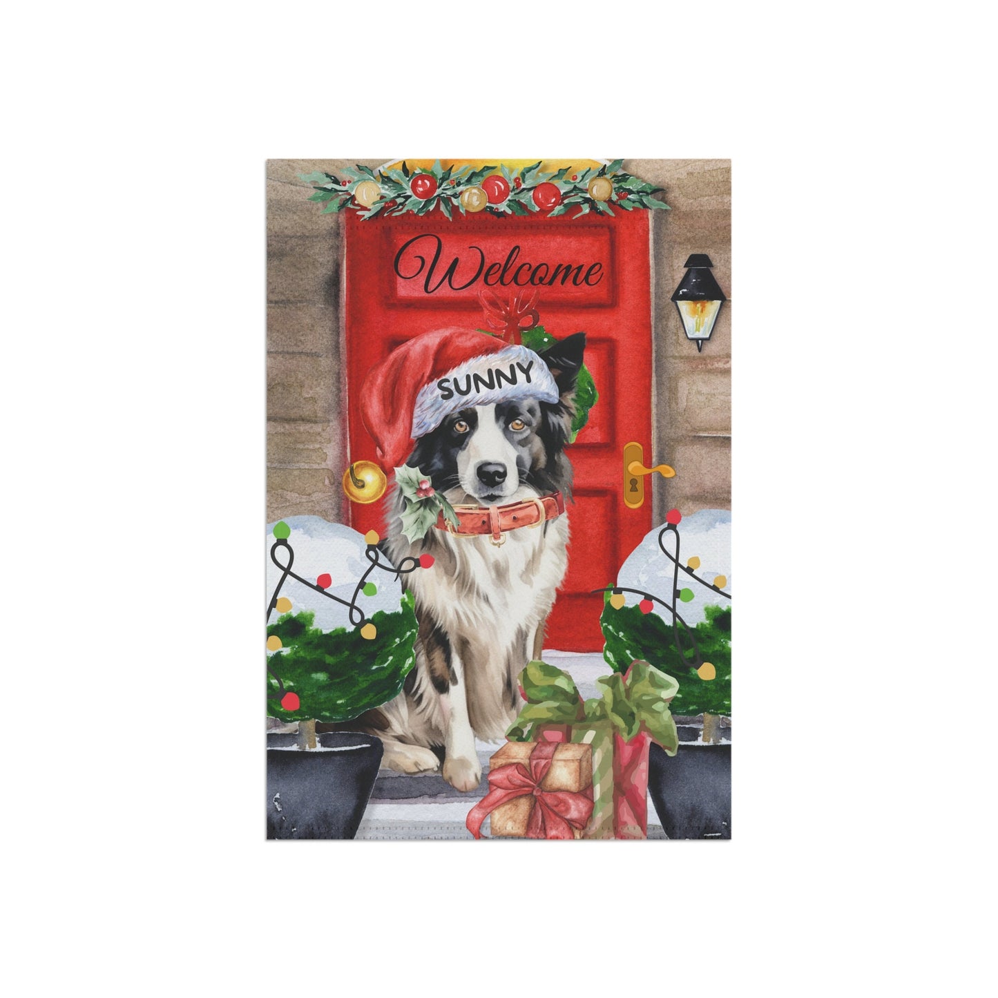 Personalized Border Collie Dog Christmas Flag - Custom Border Collie  Mom Dad Holiday Gift, Double-sided Flag, Stand Not Included