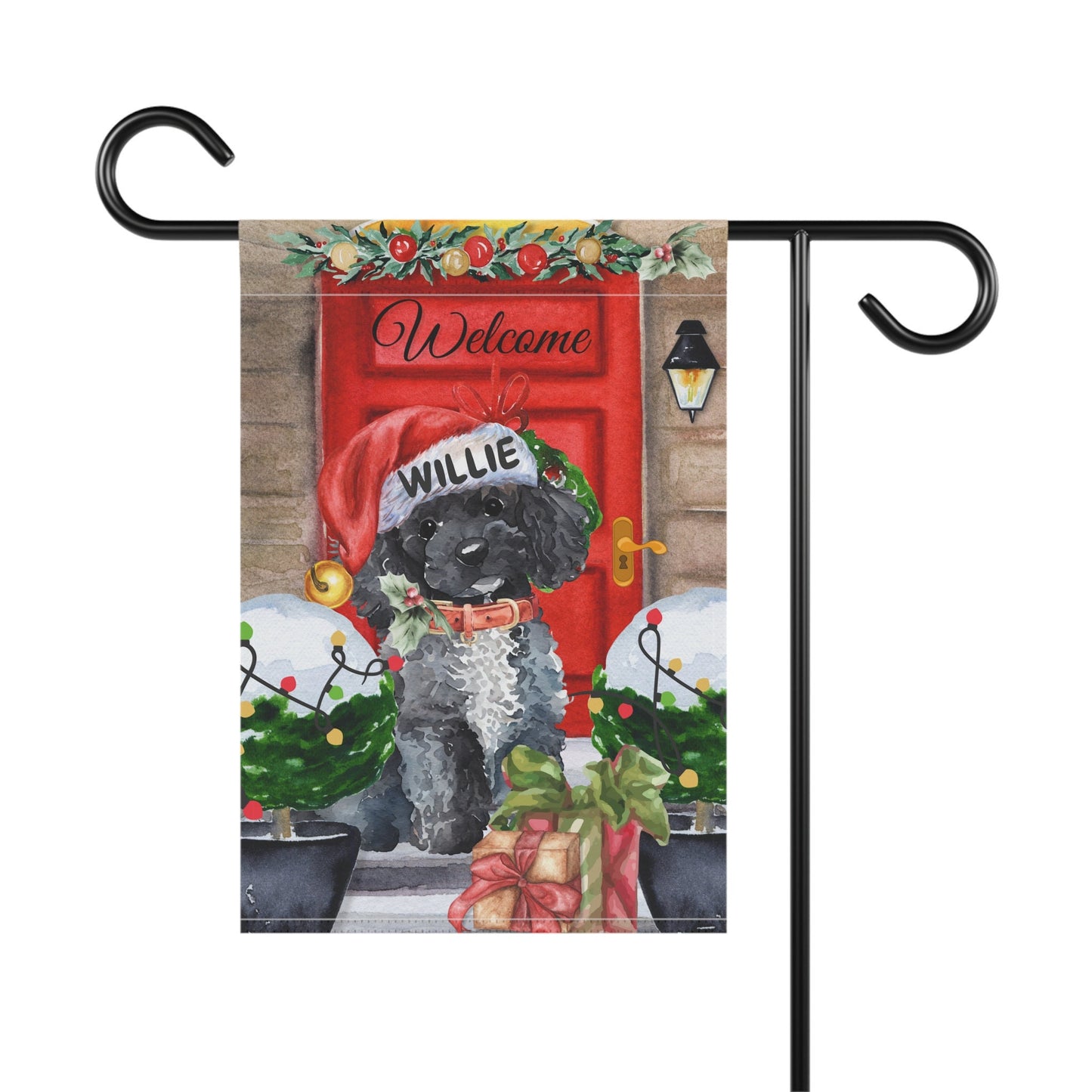 Personalized Toy Poodle Christmas Flag - Custom Toy Poodle Dog Mom Dad Holiday Gift, Double-sided Garden House Flag, Stand Not Inc