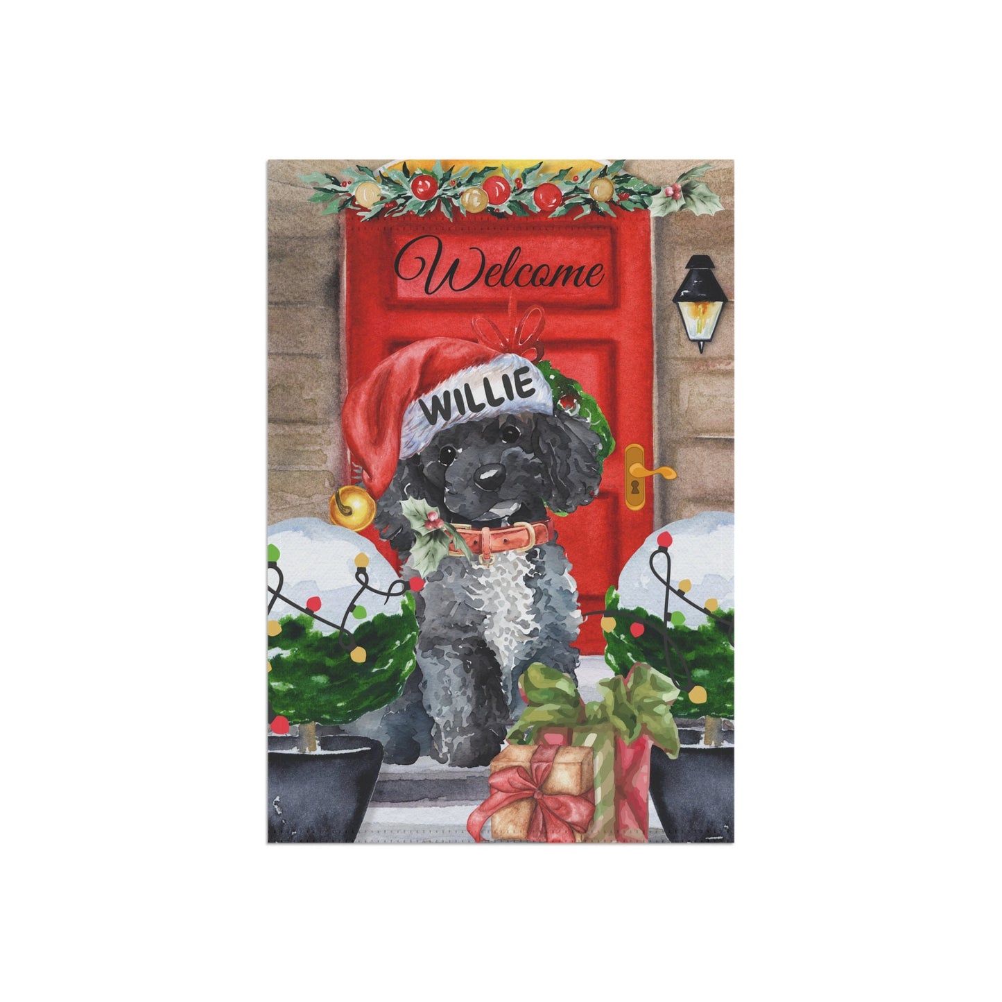 Personalized Toy Poodle Christmas Flag - Custom Toy Poodle Dog Mom Dad Holiday Gift, Double-sided Garden House Flag, Stand Not Inc