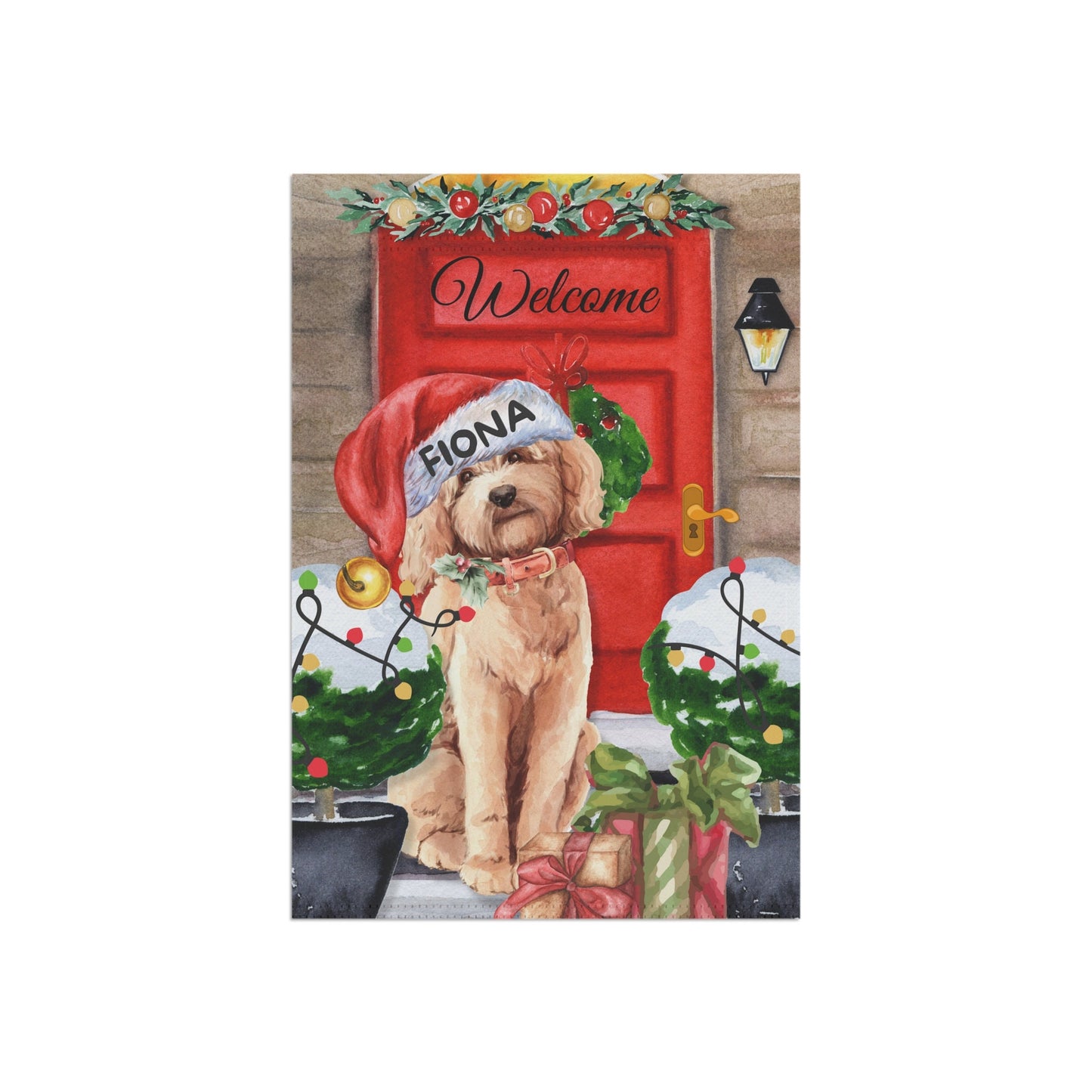 Personalized Custom Goldendoodle - Labradoodle, Doodle Dog Christmas Flag, Doodle Mom Dad Gift, Double-sided Flag, Stand Not Inclu