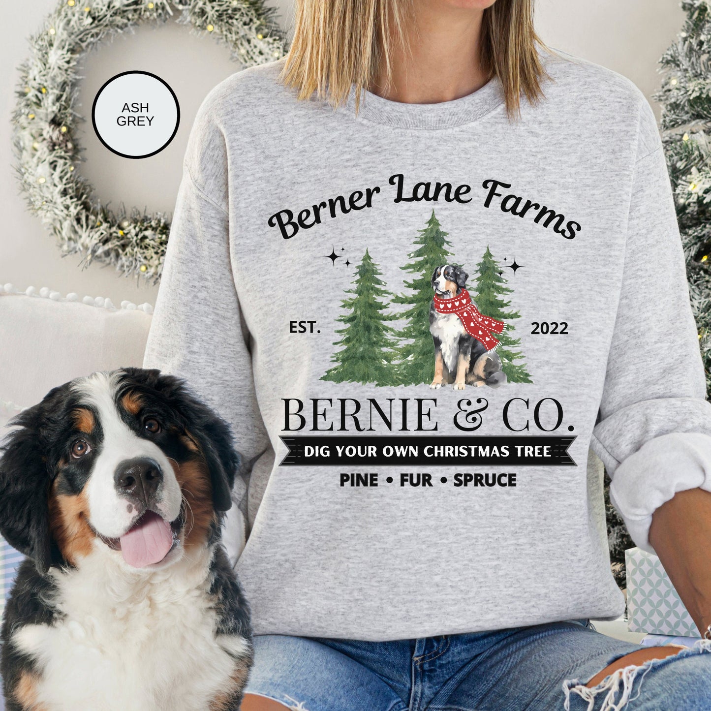 Personalized Bernese Mountain Dog Christmas Sweatshirt - Bernese Mountain Dog Mom Gift Shirt, Bernese Christmas, Bernese Dog Gift