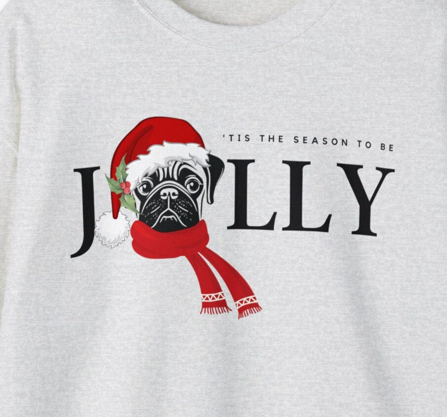 Pug Dog Jolly Christmas Sweatshirt - Pug Mom Shirt, Pug Lover Christmas Gift, Santa Pug Dog, Pug Christmas Gift, Pug Dog Gift