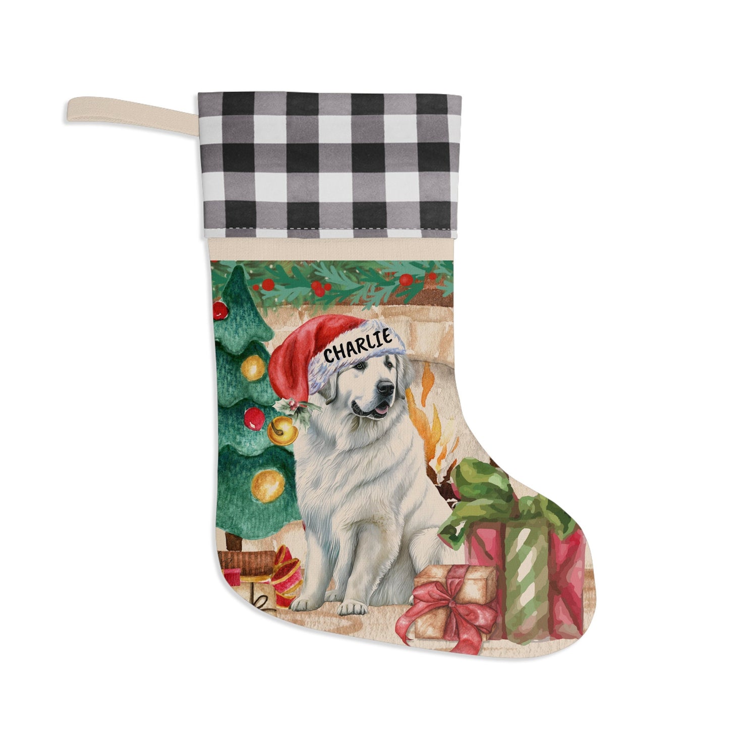 Personalized Great Pyrenees Christmas Stocking - Custom Great Pyrenee Dog Mom or Dad Gift, Great Pyrenees  Keepsake Gift Christmas