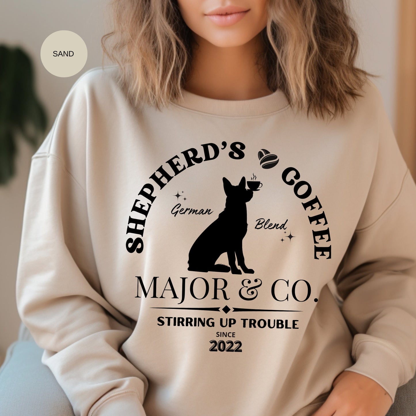 Personalized German Shepherd Coffee Sweatshirt - German Shepherd Lovers & Mom Dad Gift, German Shepherd Coffee Shirt Birthday Chri