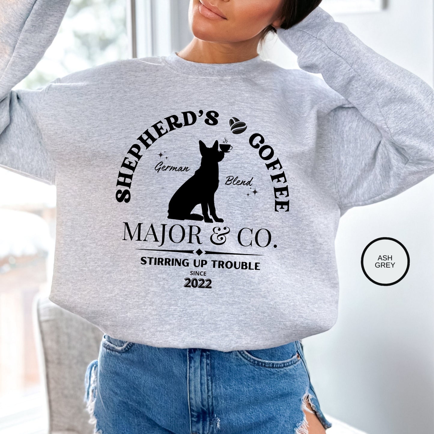 Personalized German Shepherd Coffee Sweatshirt - German Shepherd Lovers & Mom Dad Gift, German Shepherd Coffee Shirt Birthday Chri