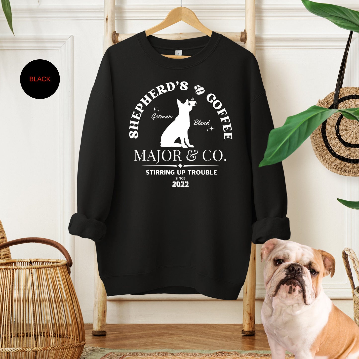 Personalized German Shepherd Coffee Sweatshirt - German Shepherd Lovers & Mom Dad Gift, German Shepherd Coffee Shirt Birthday Chri