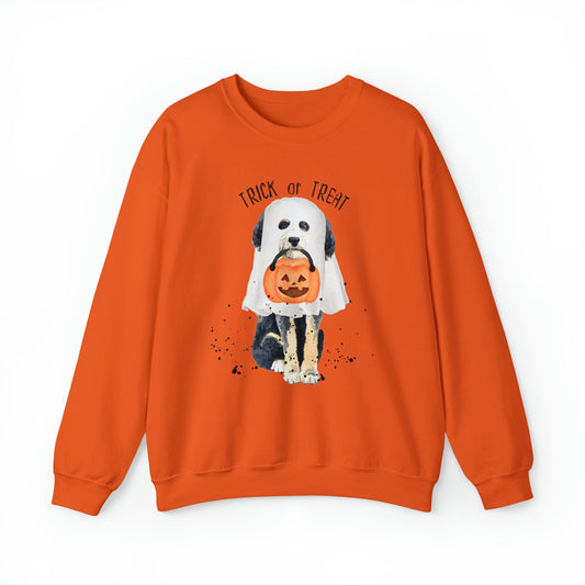 Halloween Bernedoodle Dog Ghost Sweatshirt - Trick or Treat Doodle Sweatshirt, Bernedoodle Doodle Mom Halloween Gift